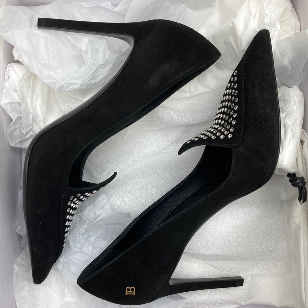 Balmain black suede pumps suede with diamonds size 40 size 41